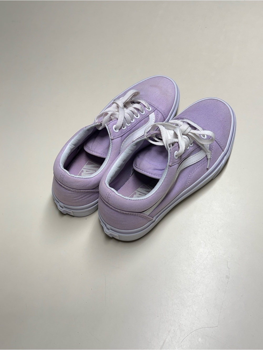 Vans Lavender Purple and White Canvas Low-Top Sneakers
